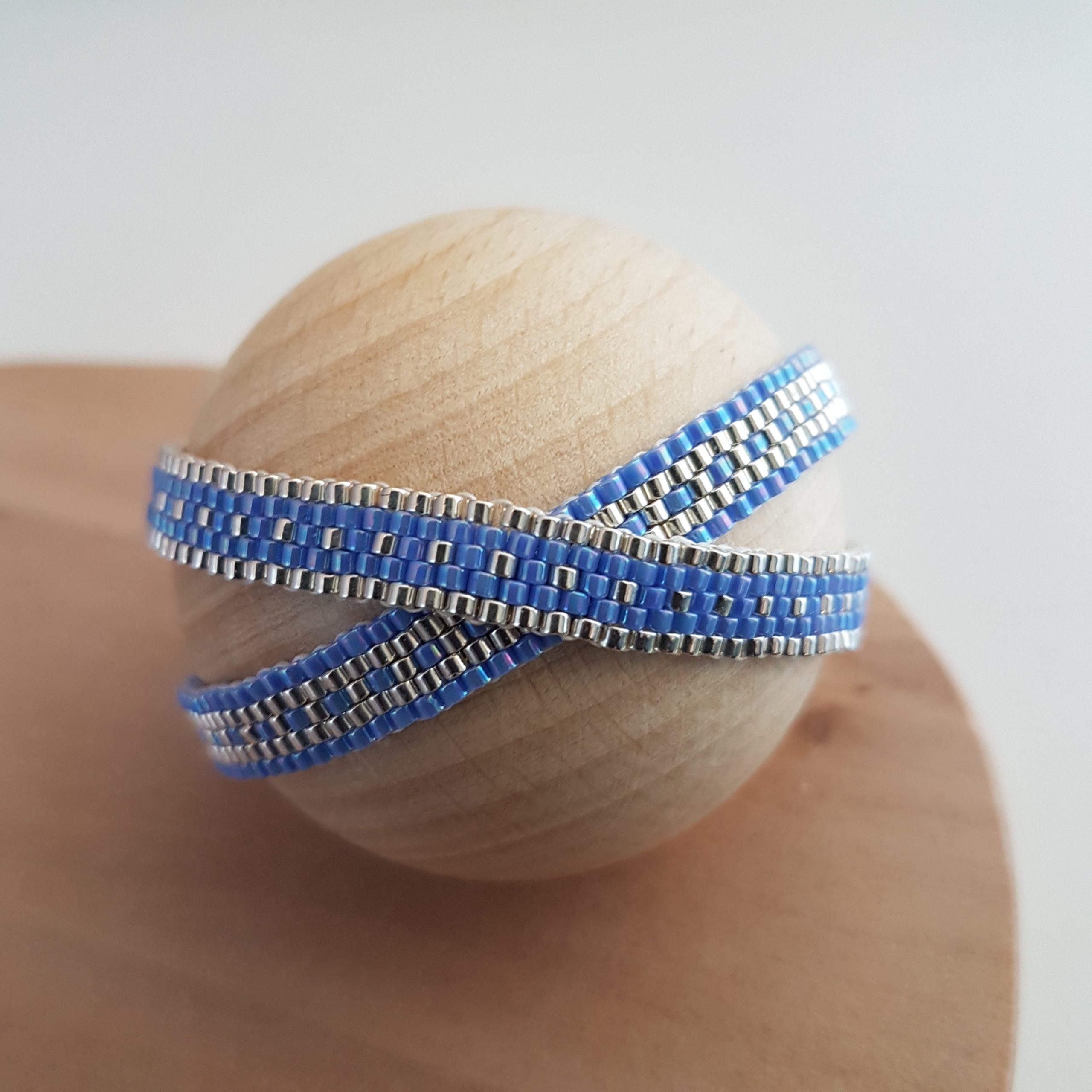 Cadeau femme Bijou artisanal lyon Bracelet Les cumulables bleu lavande argent 925 miyuki